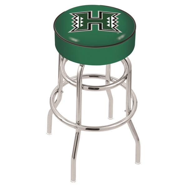 University of Hawaii 30" Retro Backless Swivel Bar Stool - Chrome Double Rung Base - Commercial Grade Marine Vinyl 