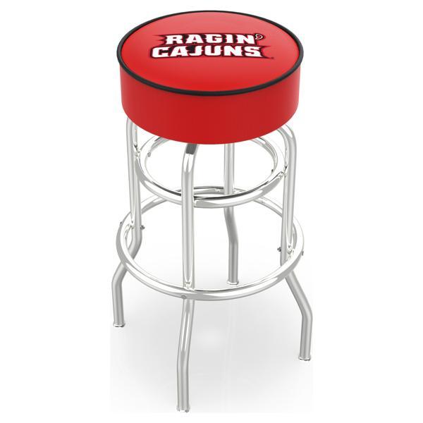 University of Louisiana at Lafayette 30" Retro Backless Swivel Bar Stool - Chrome Double Rung Base - Commercial Grade Marine Vinyl 