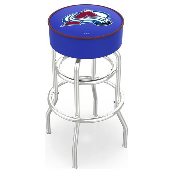 Colorado Avalanche 30" Retro Backless Swivel Bar Stool - Chrome Double Rung Base - Commercial Grade Marine Vinyl 