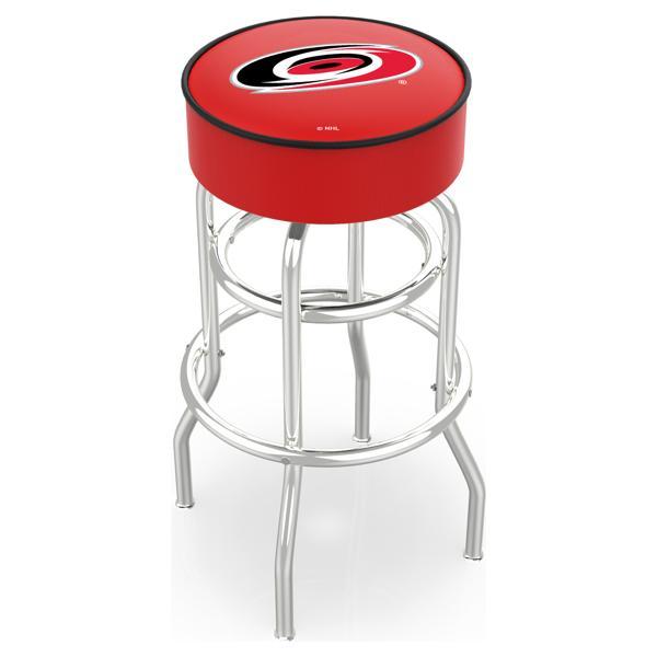 Carolina Hurricanes 30" Retro Backless Swivel Bar Stool - Chrome Double Rung Base - Commercial Grade Marine Vinyl 