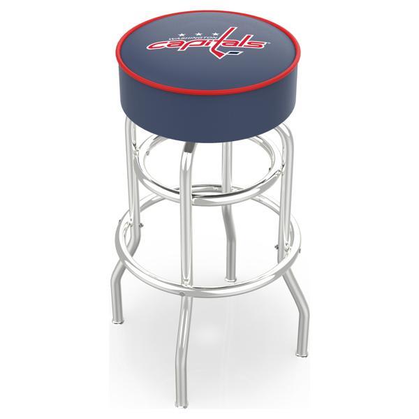 Washington Capitals 30" Retro Backless Swivel Bar Stool - Chrome Double Rung Base - Commercial Grade Marine Vinyl 