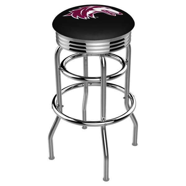 Southern Illinois University 25" Swivel Counter Stool - Chrome Double Rung Base - Commercial Grade Vinyl - Double Ring 