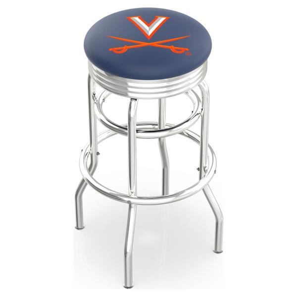 University of Virginia 25" Swivel Counter Stool - Chrome Double Rung Base - Commercial Grade Vinyl - Double Ring 