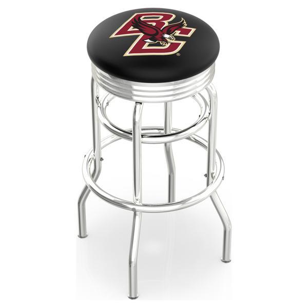 Boston College 25" Swivel Counter Stool - Chrome Double Rung Base - Commercial Grade Vinyl - Double Ring 