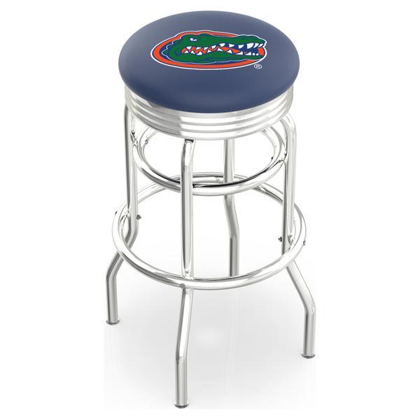 University of Florida 25" Swivel Counter Stool - Chrome Double Rung Base - Commercial Grade Vinyl - Double Ring 
