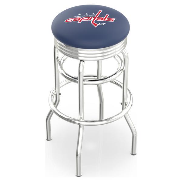 Washington Capitals 30" Swivel Bar Stool - Chrome Double Rung Base - Commercial Grade Marine Vinyl - Double Ring 