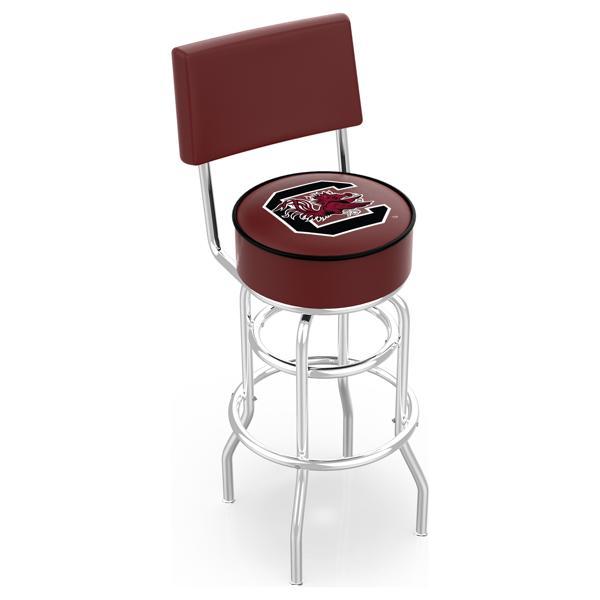 University of South Carolina 25" Retro Swivel Counter Stool with Back- Chrome Double Rung Base - Commercial Grade Marine Vinyl 