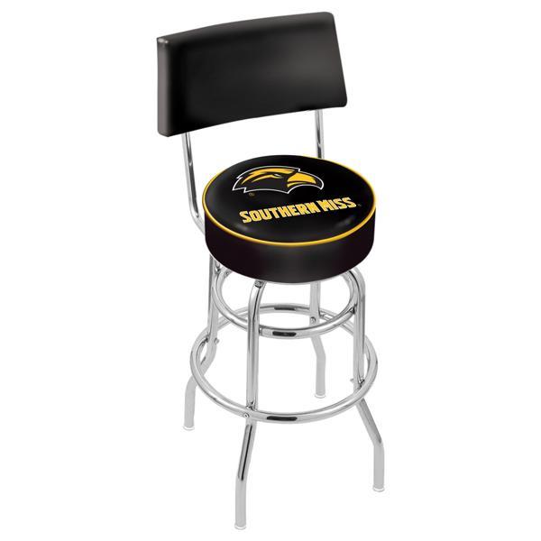 University of Southern Mississippi 25" Retro Swivel Counter Stool with Back- Chrome Double Rung Base - Commercial Grade Marine Vinyl 