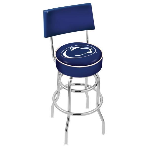 Pennsylvania State University 25" Retro Swivel Counter Stool with Back- Chrome Double Rung Base - Commercial Grade Marine Vinyl 