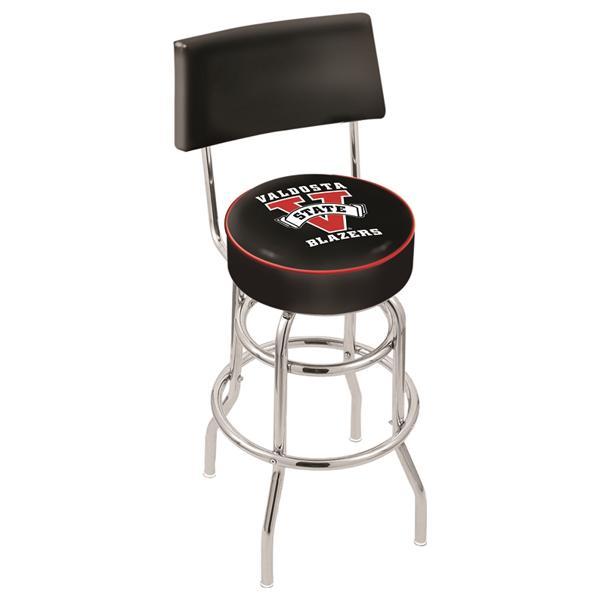 Valdosta State University 25" Retro Swivel Counter Stool with Back- Chrome Double Rung Base - Commercial Grade Marine Vinyl 