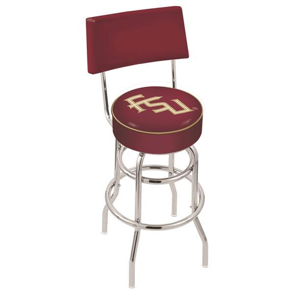 Florida State 25" Retro Swivel Counter Stool with Back- Chrome Double Rung Base - Commercial Grade Marine Vinyl - Logo 2 