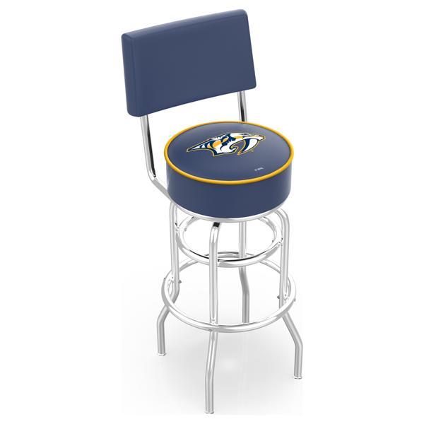 Nashville Predators 30" Retro Swivel Counter Stool with Back - Chrome Double Rung Base - Commercial Grade Marine Vinyl 