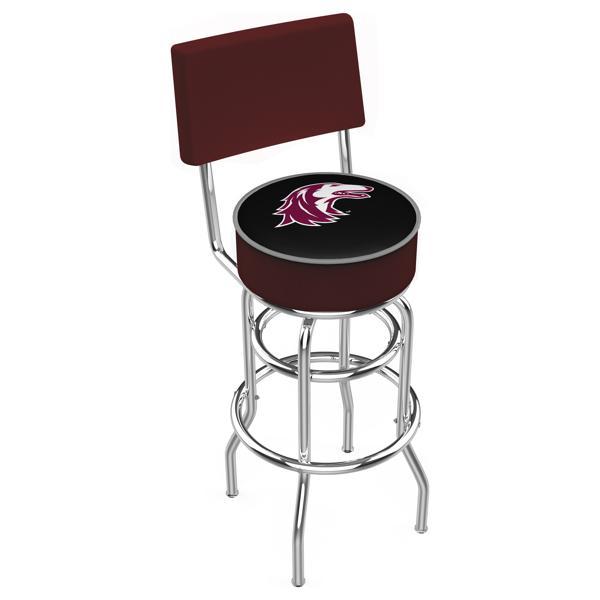 Southern Illinois University 30" Retro Swivel Counter Stool with Back - Chrome Double Rung Base - Commercial Grade Marine Vinyl 