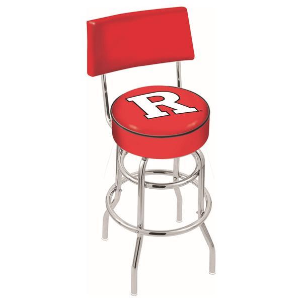 Rutgers 30" Retro Swivel Counter Stool with Back - Chrome Double Rung Base - Commercial Grade Marine Vinyl 
