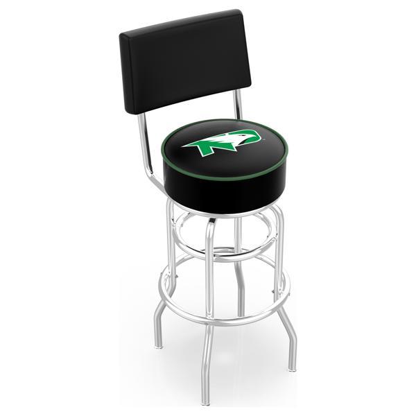 University of North Dakota 30" Retro Swivel Counter Stool with Back - Chrome Double Rung Base - Commercial Grade Marine Vinyl 