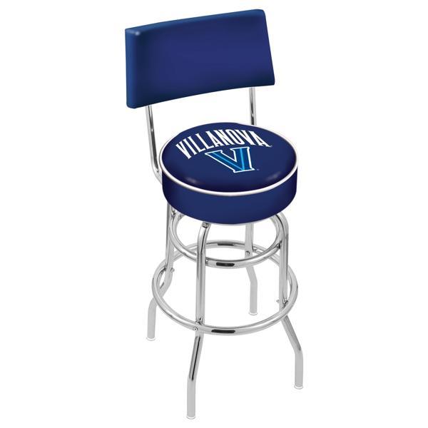 Villanova University 30" Retro Swivel Counter Stool with Back - Chrome Double Rung Base - Commercial Grade Marine Vinyl 
