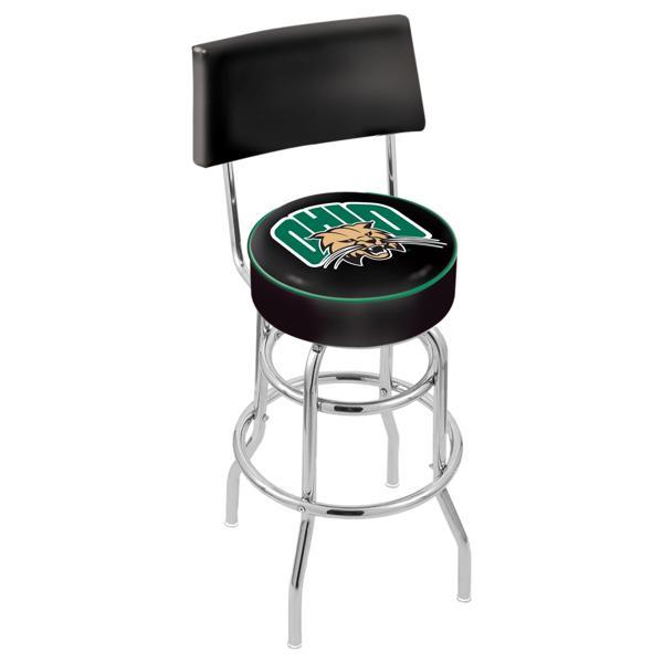 Ohio University 30" Retro Swivel Counter Stool with Back - Chrome Double Rung Base - Commercial Grade Marine Vinyl 
