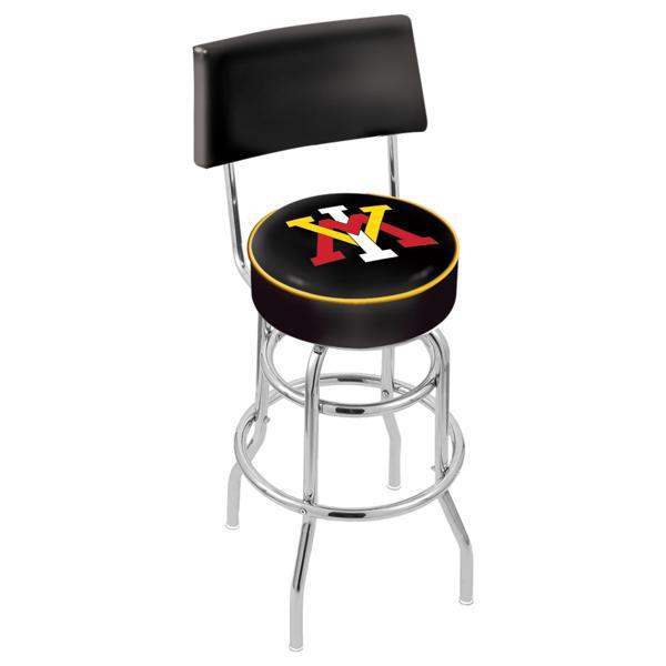 Virginia Military Institute 30" Retro Swivel Counter Stool with Back - Chrome Double Rung Base - Commercial Grade Marine Vinyl 