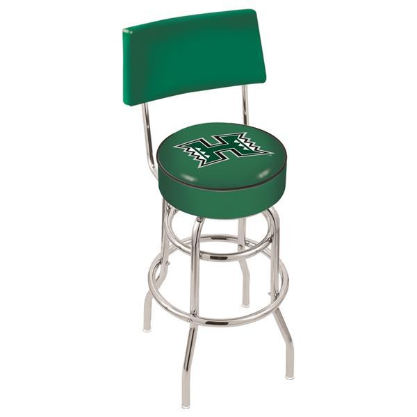 University of Hawaii 30" Retro Swivel Counter Stool with Back - Chrome Double Rung Base - Commercial Grade Marine Vinyl 