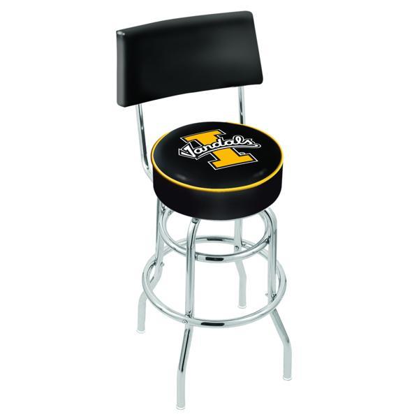 University of Idaho 30" Retro Swivel Counter Stool with Back - Chrome Double Rung Base - Commercial Grade Marine Vinyl 