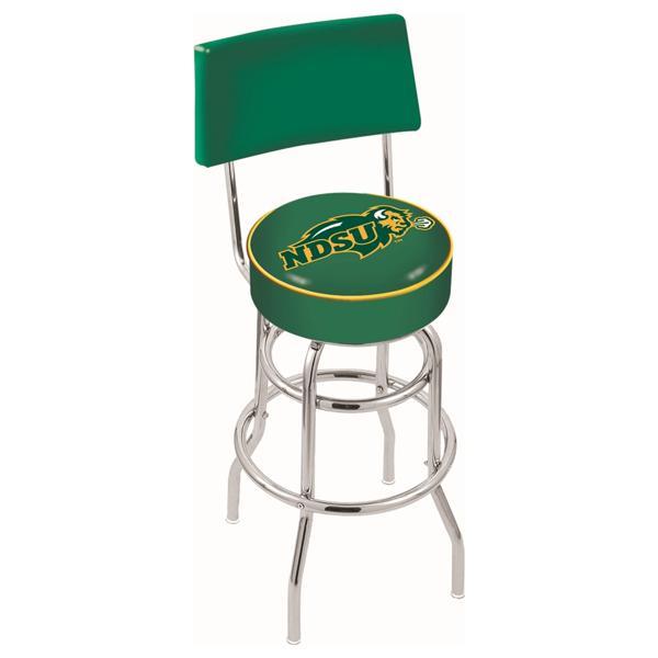 North Dakota State University 30" Retro Swivel Counter Stool with Back - Chrome Double Rung Base - Commercial Grade Marine Vinyl - Logo 2 