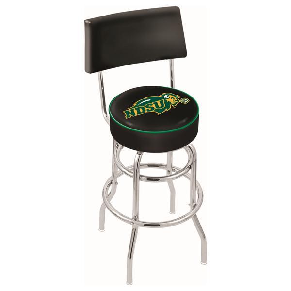 North Dakota State University 30" Retro Swivel Counter Stool with Back - Chrome Double Rung Base - Commercial Grade Marine Vinyl - Logo 1 