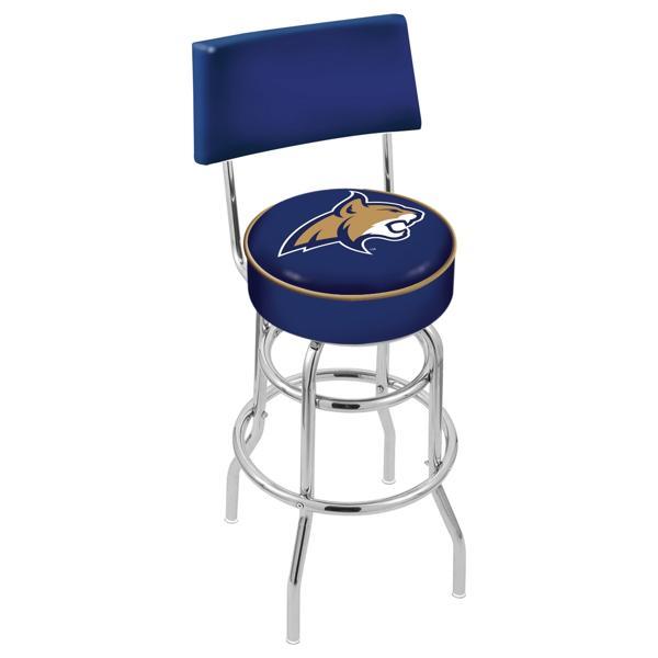 Montana State University 30" Retro Swivel Counter Stool with Back - Chrome Double Rung Base - Commercial Grade Marine Vinyl 