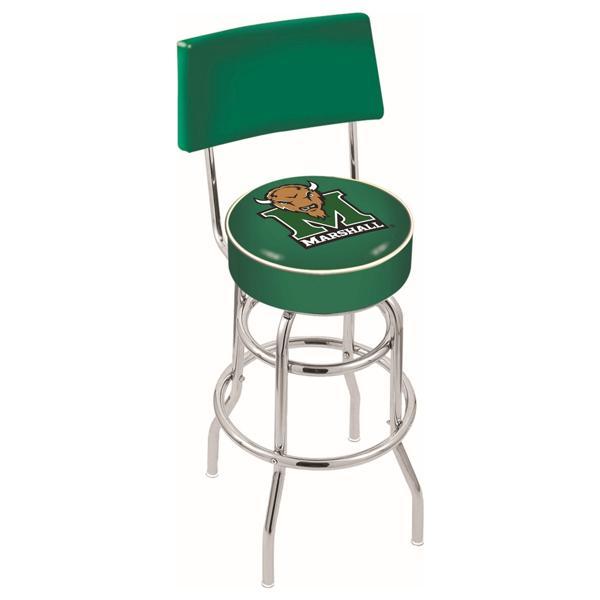 Marshall University 30" Retro Swivel Counter Stool with Back - Chrome Double Rung Base - Commercial Grade Marine Vinyl 