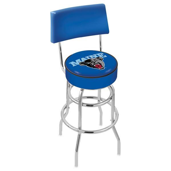 University of Maine 30" Retro Swivel Counter Stool with Back - Chrome Double Rung Base - Commercial Grade Marine Vinyl 