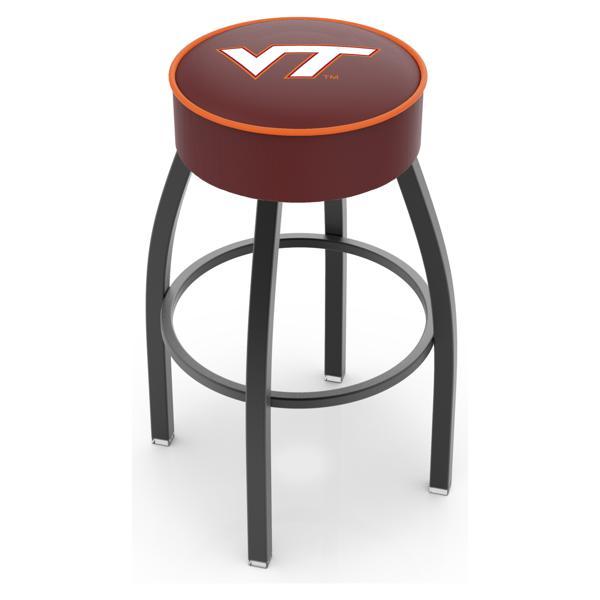Virginia Tech University Swivel Counter Stool - 25" Seat Height - Black Wrinkle Steel Frame - Marine Vinyl Cushion - Style A 