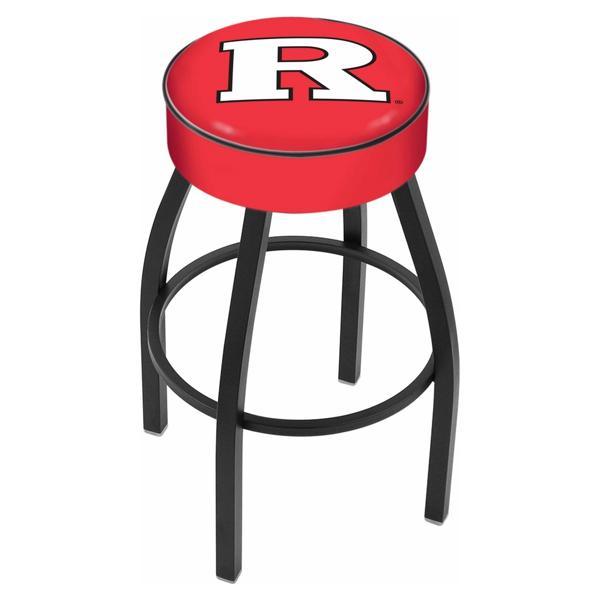 Rutgers Swivel Counter Stool - 25" Seat Height - Black Wrinkle Steel Frame - Marine Vinyl Cushion - Style A 