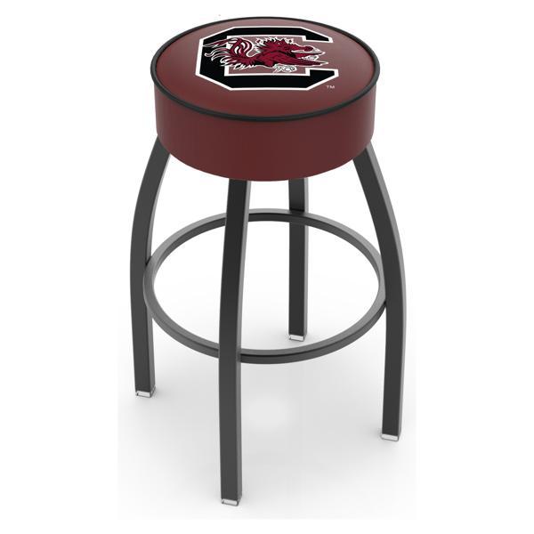 University of South Carolina Swivel Counter Stool - 25" Seat Height - Black Wrinkle Steel Frame - Marine Vinyl Cushion - Style A 