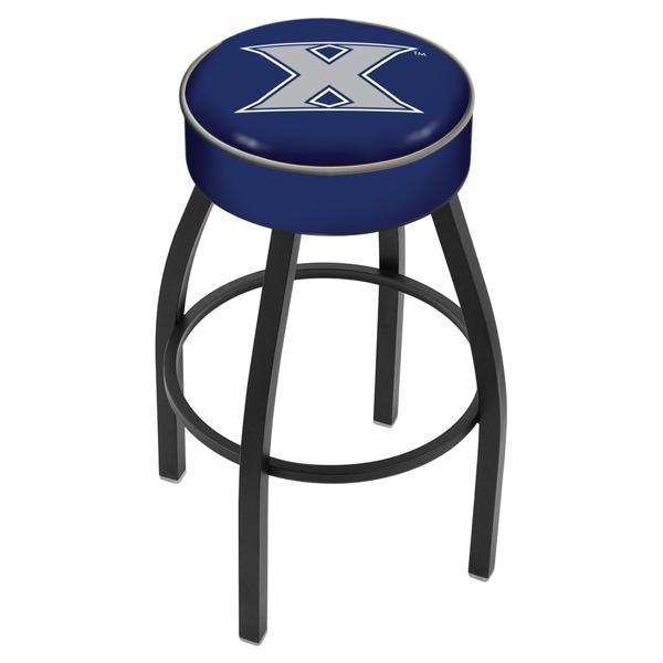 Xavier Swivel Counter Stool - 25" Seat Height - Black Wrinkle Steel Frame - Marine Vinyl Cushion - Style A 