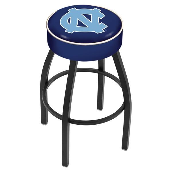 University of North Carolina Swivel Counter Stool - 25" Seat Height - Black Wrinkle Steel Frame - Marine Vinyl Cushion - Style A 