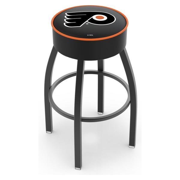 Philadelphia Flyers Swivel Counter Stool - 25" Seat Height - Black Wrinkle Steel Frame - Marine Vinyl Cushion - Style A - Logo 1 