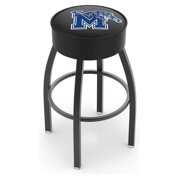 University of Memphis Swivel Counter Stool - 25" Seat Height - Black Wrinkle Steel Frame - Marine Vinyl Cushion - Style A 