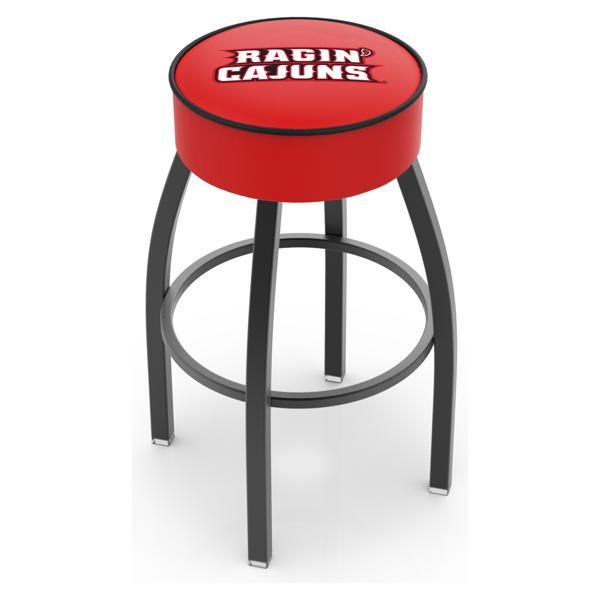 University of Louisiana at Lafayette Swivel Counter Stool - 25" Seat Height - Black Wrinkle Steel Frame - Marine Vinyl Cushion - Style A 