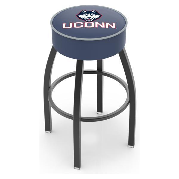 University of Connecticut Swivel Counter Stool - 25" Seat Height - Black Wrinkle Steel Frame - Marine Vinyl Cushion - Style A 