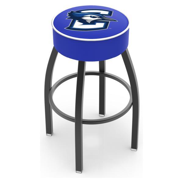 Creighton University Swivel Bar Stool - Black Wrinkle Finish - Commercial Grade Marine Vinyl - Style A 
