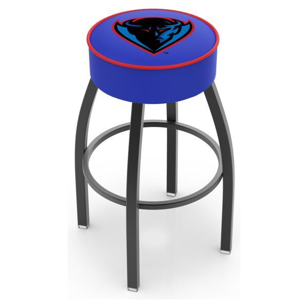 DePaul University Swivel Bar Stool - Black Wrinkle Finish - Commercial Grade Marine Vinyl - Style A 