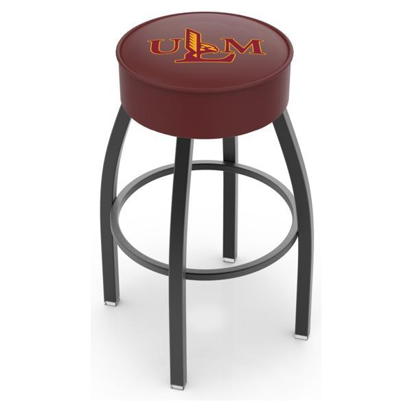 University of Louisiana at Monroe Swivel Bar Stool - Black Wrinkle Finish - Commercial Grade Marine Vinyl - Style A 