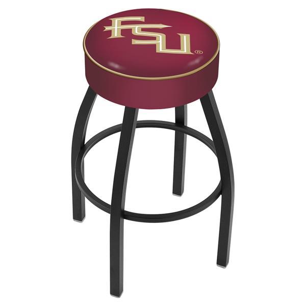 Florida State Swivel Bar Stool - Black Wrinkle Finish - Commercial Grade Marine Vinyl - Style A - Logo 2 