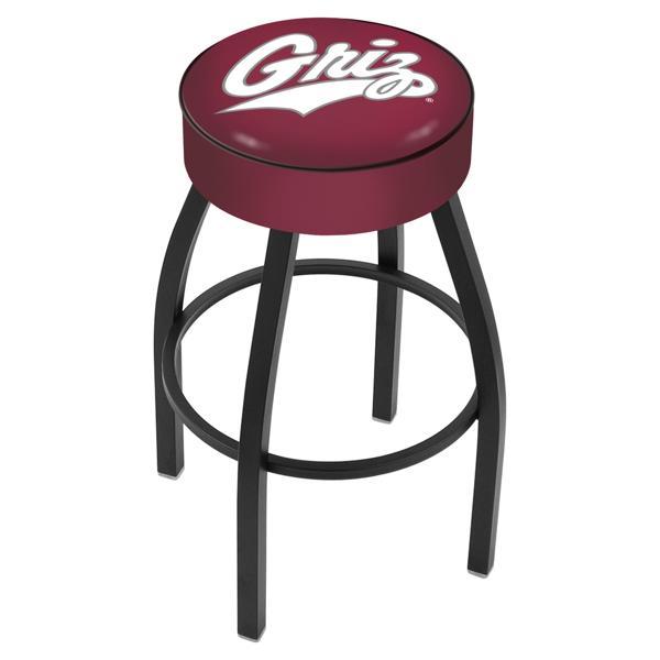 University of Montana Swivel Bar Stool - Black Wrinkle Finish - Commercial Grade Marine Vinyl - Style A 