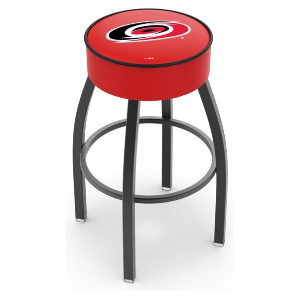 Carolina Hurricanes Swivel Bar Stool - Black Wrinkle Finish - Commercial Grade Marine Vinyl - Style A 