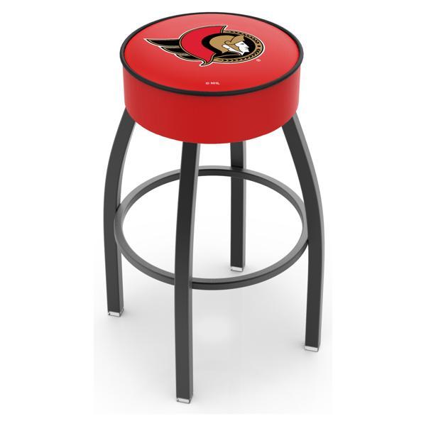 Ottawa Senators Swivel Bar Stool - Black Wrinkle Finish - Commercial Grade Marine Vinyl - Style A 