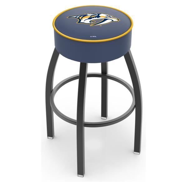 Nashville Predators Swivel Bar Stool - Black Wrinkle Finish - Commercial Grade Marine Vinyl - Style A 
