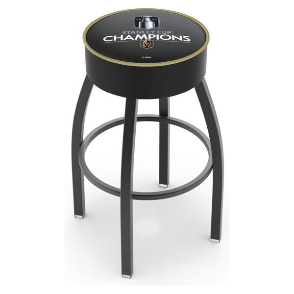 Vegas Golden Knights - 2023 Stanley Cup Swivel Bar Stool - Black Wrinkle Finish - Commercial Grade Marine Vinyl - Style A 