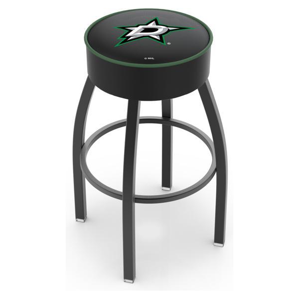 Dallas Stars Swivel Bar Stool - Black Wrinkle Finish - Commercial Grade Marine Vinyl - Style A 