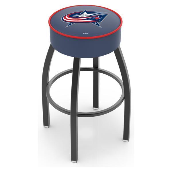 Columbus Blue Jackets Swivel Bar Stool - Black Wrinkle Finish - Commercial Grade Marine Vinyl - Style A 