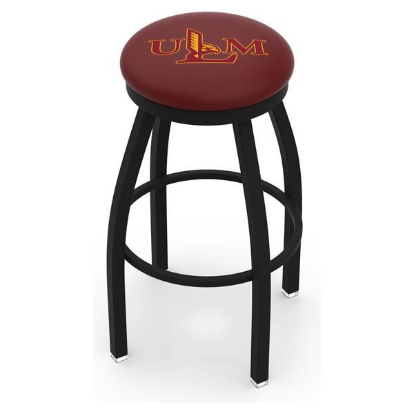 University of Louisiana at Monroe Swivel Counter Stool - 25" Seat Height - Black Wrinkle Finish - Commercial Grade Marine Vinyl - Style B 